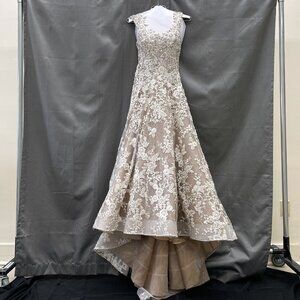 Tony Ward Nude Illusion Embroidered Wedding Gown